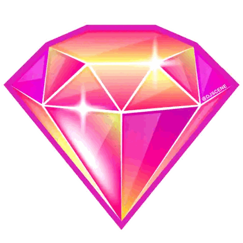 A Pink And Yellow Diamond With The Hashtag @Djscene On It Sticker