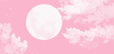 A Pink Background With A Full Moon And Pink Trees GIF