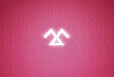A Pink Background With A Glowing Face On It GIF