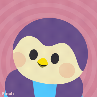 A Pink Background With A Penguin And The Word Finch GIF