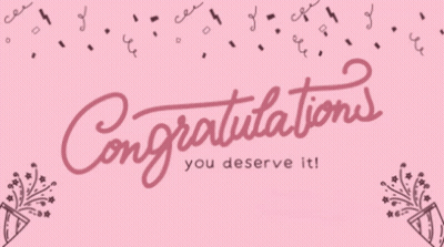 A Pink Background With Congratulations You Deserve It Written On It GIF
