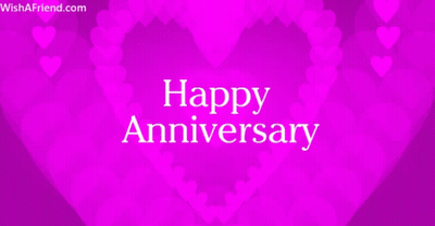 A Pink Background With Hearts And The Words " Happy Anniversary " GIF