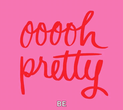 A Pink Background With Red Hearts And The Words Oh Pretty Be GIF
