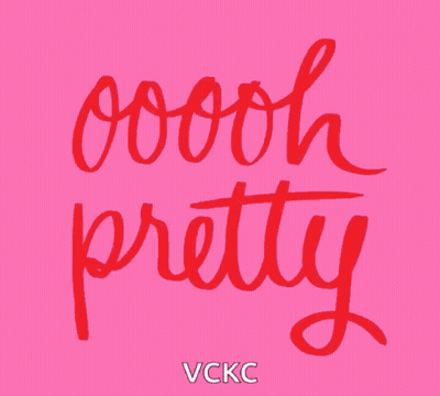 A Pink Background With Red Letters That Say Oooh Pretty GIF