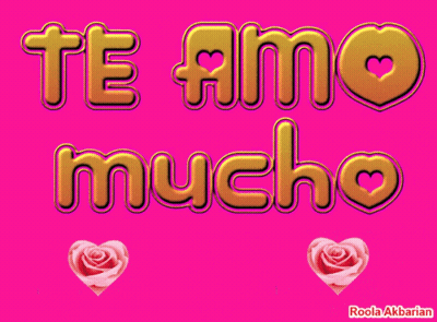 A Pink Background With Te Amo Mucho Written In Gold GIF