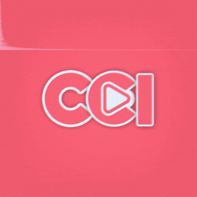 A Pink Background With The Letters Cci In White GIF