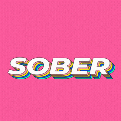 A Pink Background With The Word Sober In White GIF