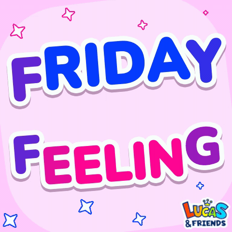 A Pink Background With The Words Friday Feeling Written On It GIF