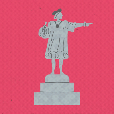 A Pink Background With The Words Happy Indigenous People 'S Day In Yellow Letters GIF