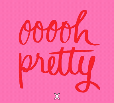 A Pink Background With The Words Oooh Pretty In Red GIF