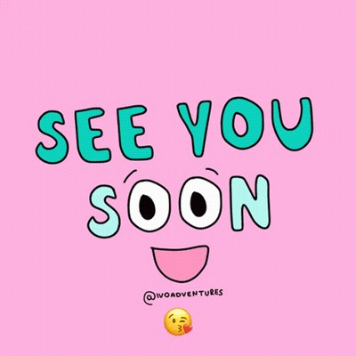 A Pink Background With The Words See You Soon Written On It GIF