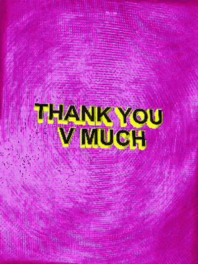 A Pink Background With The Words Thank You V Much In Yellow GIF