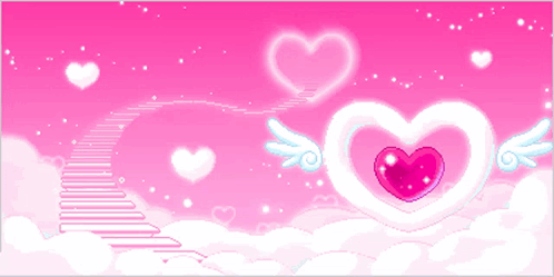 A Pink Background With White Hearts And A Pink Heart In The Middle GIF