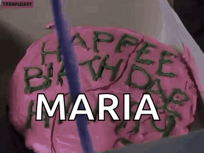 A Pink Birthday Cake With The Word Maria Written On It GIF