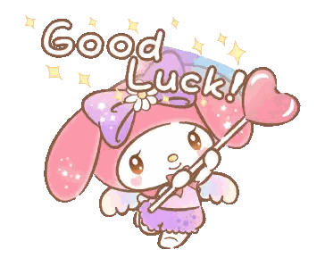 A Pink Bunny Is Holding A Heart And The Words Good Luck Are Above Her Sticker