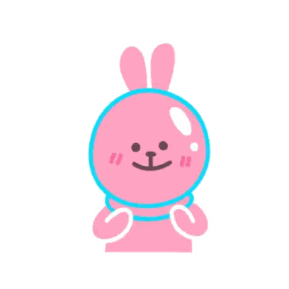 A Pink Bunny Surrounded By Pink Hearts With A Blue Circle Around Its Head Sticker