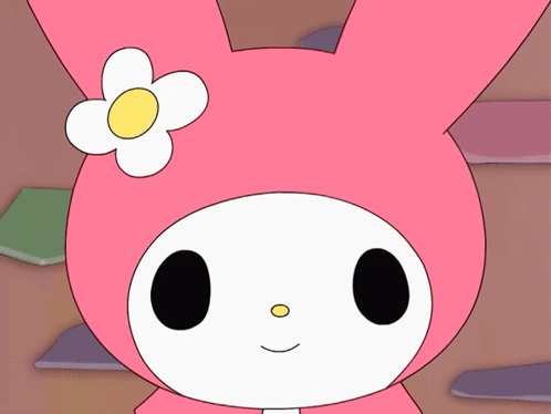 A Pink Bunny With A Flower On Her Head GIF