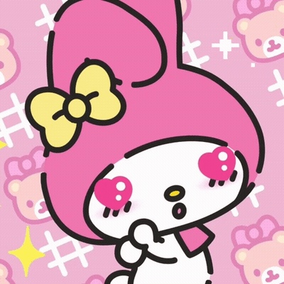 A Pink Bunny With A Yellow Bow On Its Head GIF