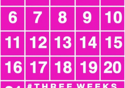 A Pink Calendar With The Numbers 6 Through 20 On It GIF