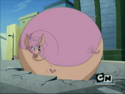 A Pink Cartoon Character With A Cn Logo On The Bottom Right GIF