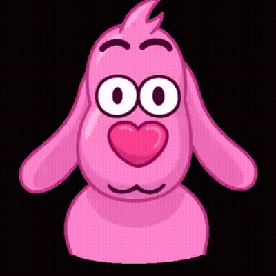 A Pink Cartoon Character With A Heart In His Mouth Is Making A Funny Face And Saying `` Oh , My ! '' GIF