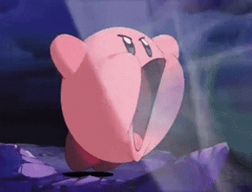 A Pink Cartoon Character With A Huge Mouth Open GIF