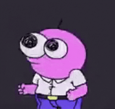 A Pink Cartoon Character With Big Eyes And A Huge Mouth Is Screaming . GIF