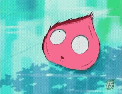 A Pink Cartoon Character With Tears Running Down Its Face Is Crying . GIF