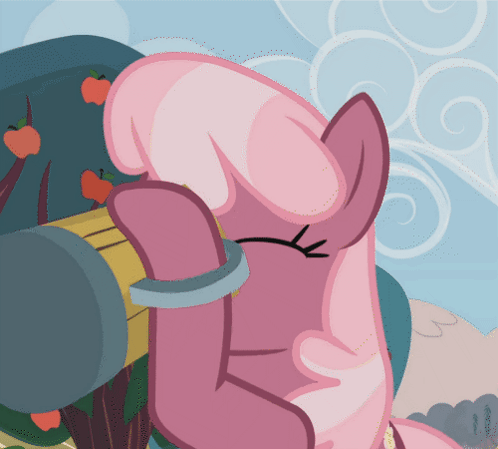 A Pink Cartoon Pony Is Looking Through A Telescope With Trees In The Background GIF