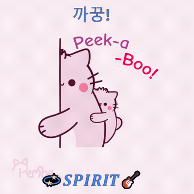 A Pink Cat Says Peek-A-Boo On A Pink Background GIF