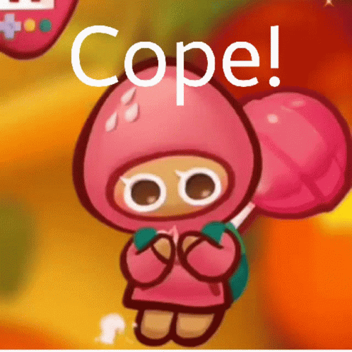 A Pink Cookie With A Lollipop And The Word Cope Written On It GIF