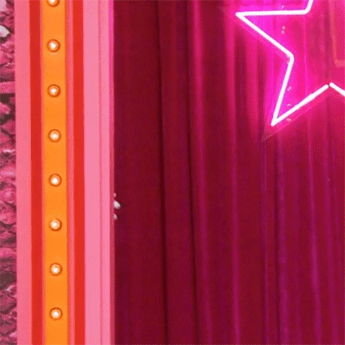 Pink Curtain With Neon Star GIF