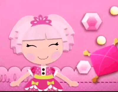 A Pink Doll With A Crown On Her Head Is Holding A Pink Kite GIF