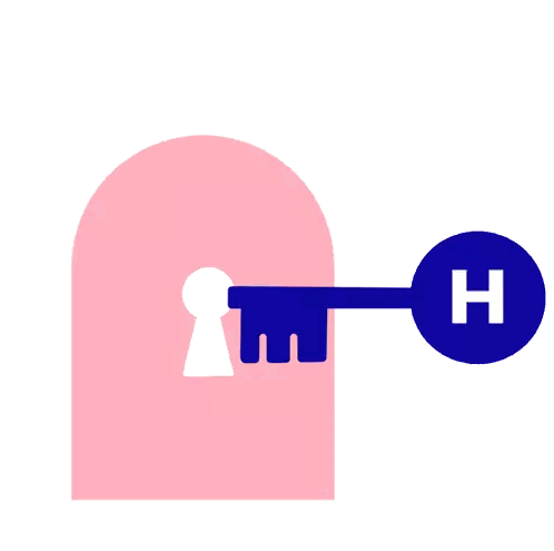 A Pink Door With A Keyhole And The Word Turnover Written On It Sticker