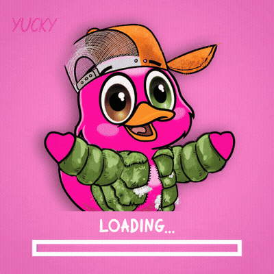 A Pink Duck With A Hat And A Jacket Is Loading GIF