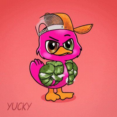 A Pink Flamingo Is Holding A Baseball Bat With The Words Try Me Behind It GIF