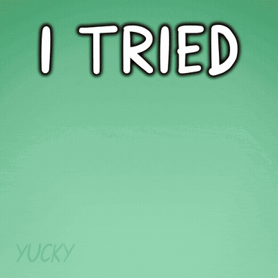 A Pink Flamingo Wearing A Hat And A Jacket With The Words " I Tried " Above It GIF