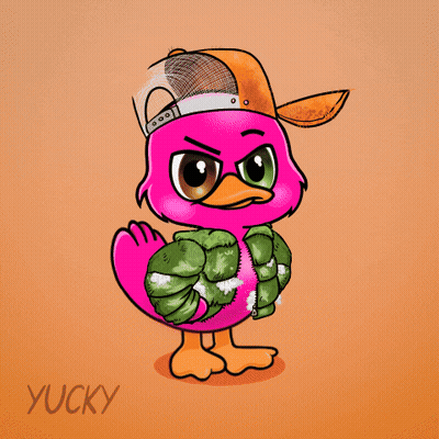 A Pink Flamingo Wearing A Hat And Holding A Baseball Bat GIF