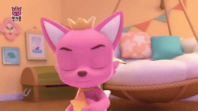 A Pink Fox With A Crown On Its Head GIF