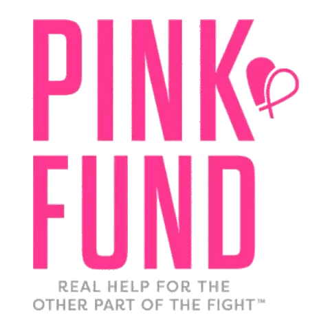 A Pink Fund Logo That Says " Real Help For The Other Part Of The Fight " Sticker