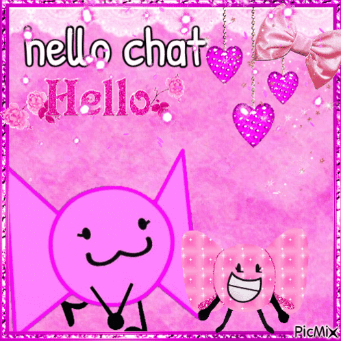 a pink greeting card that says hello chat hello on it