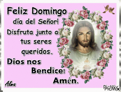 A Pink Greeting Card With A Picture Of Jesus On It GIF
