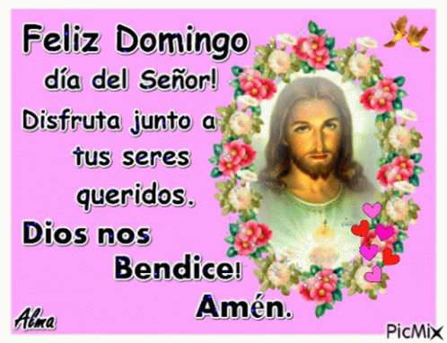 A Pink Greeting Card With A Picture Of Jesus On It GIF