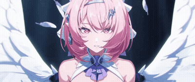 A Pink Haired Anime Character With White Wings GIF