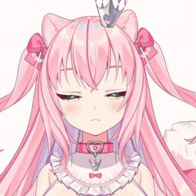 A Pink Haired Anime Girl With A Crown On Her Head GIF