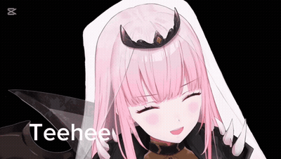 A Pink Haired Anime Girl With A Crown On Her Head Says Teehee . GIF