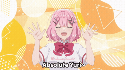 A Pink Haired Anime Girl With The Name Absolute Yuri Below Her GIF