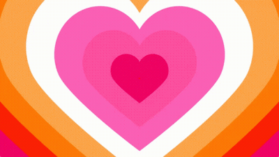 A Pink Heart Is In The Middle Of A Rainbow Of Hearts GIF