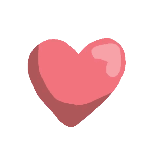 A Pink Heart On A White Background With A Shadow Behind It Sticker