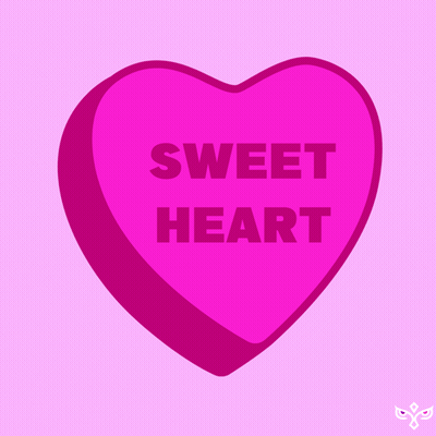 A Pink Heart Shaped Candy Says Sweet Heart GIF